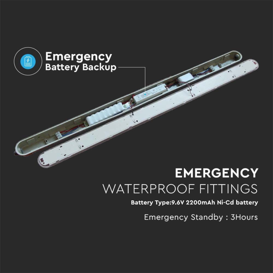 LED-Hochleistungs-Leuchtstofflampe mit Notfallmodul EMERGENCY LED/36W/230V 6500K 120cm IP65