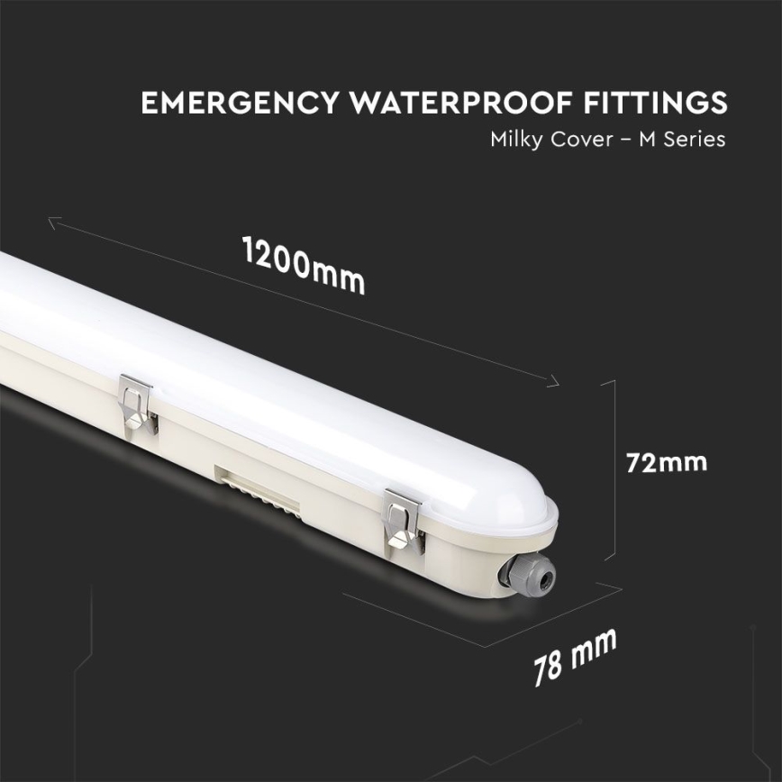 LED-Hochleistungs-Leuchtstofflampe mit Notfallmodul EMERGENCY LED/36W/230V 6500K 120cm IP65
