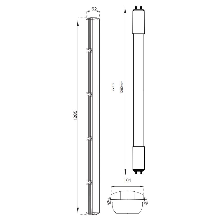 LED-Hochleistungs-Leuchtstofflampe T8 2xG13/18W/230V 4000K IP65 128,5 cm