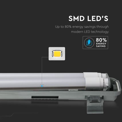 LED-Hochleistungs-Leuchtstofflampe T8 2xG13/22W/230V IP65 6400K 156 cm