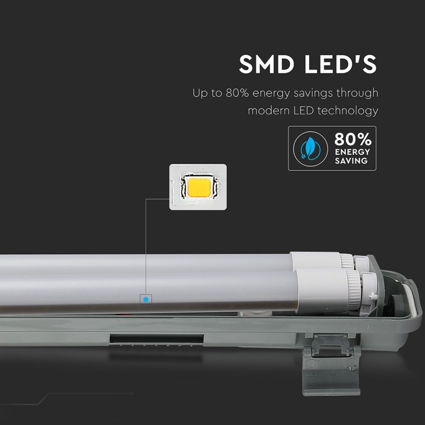 LED-Hochleistungs-Leuchtstofflampe T8 2xG13/22W/230V IP65 6400K 156 cm