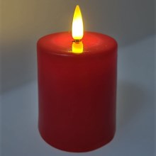 LED-Kerze LED/2xAA warmweiβ 9 cm rot