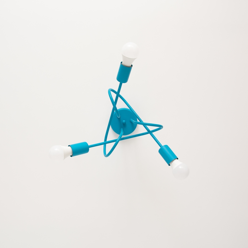 LED Kinder-Aufputz-Deckenleuchte OXFORD 3xE27/15W/230V blau