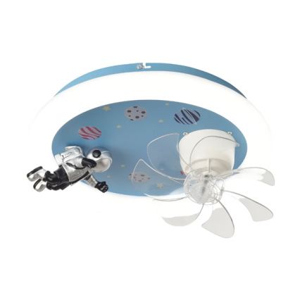 LED dimmbare Kinder-Deckenleuchte mit Ventilator LED/48W/230V 3000/4000/6000K Ø 50 cm blau + Fernbedienung
