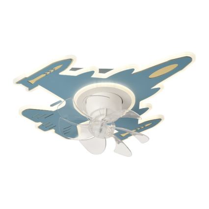 Dimmbare LED-Deckenleuchte mit Ventilator für Kinderzimmer LED/63W/230V 3000/4000/6000K 68x57 cm blau + Fernbedienung