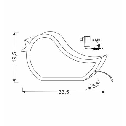 LED-Kinder-Schreibtischlampe BIRD LED/12W/230V rosa