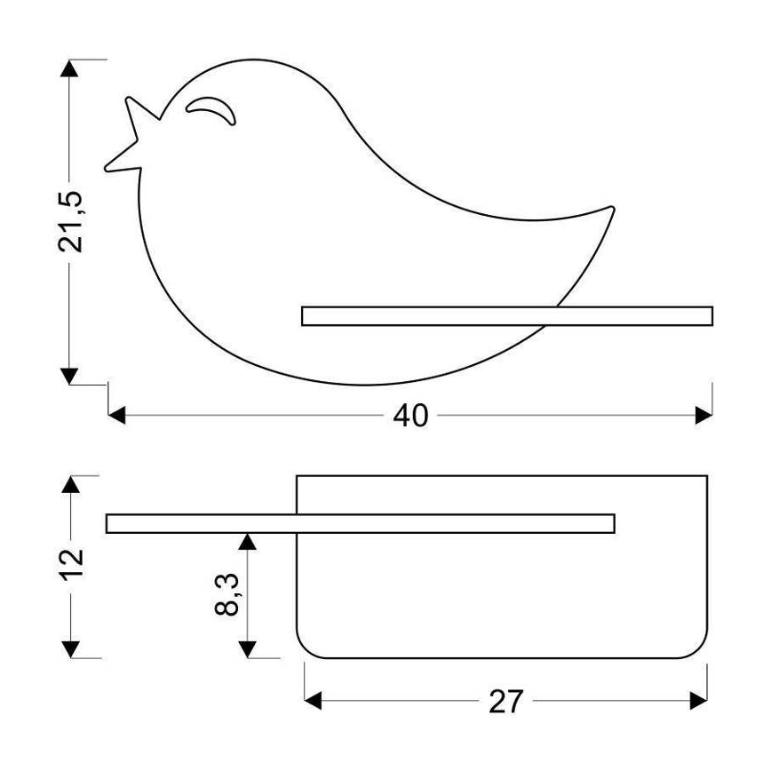 LED Kinder-Wandleuchte mit Ablage BIRD LED/5W/230V rosa/Holz,