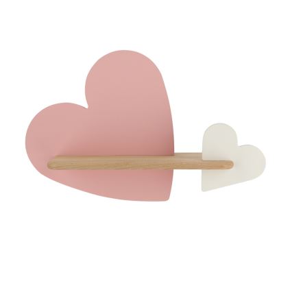 LED Kinder-Wandleuchte mit Ablage HEART LED/5W/230V rosa/weiß/Holz,