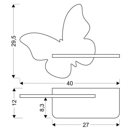 LED-Kinder-Wandleuchte mit Ablage BUTTERFLY LED/5W/230V grün/Holz