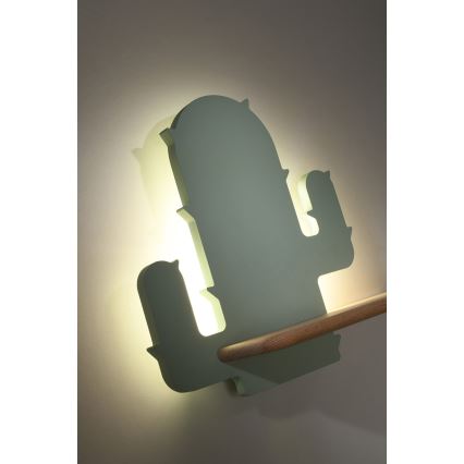LED-Kinder-Wandleuchte mit Ablage CACTUS LED/4W/230V grün/Holz