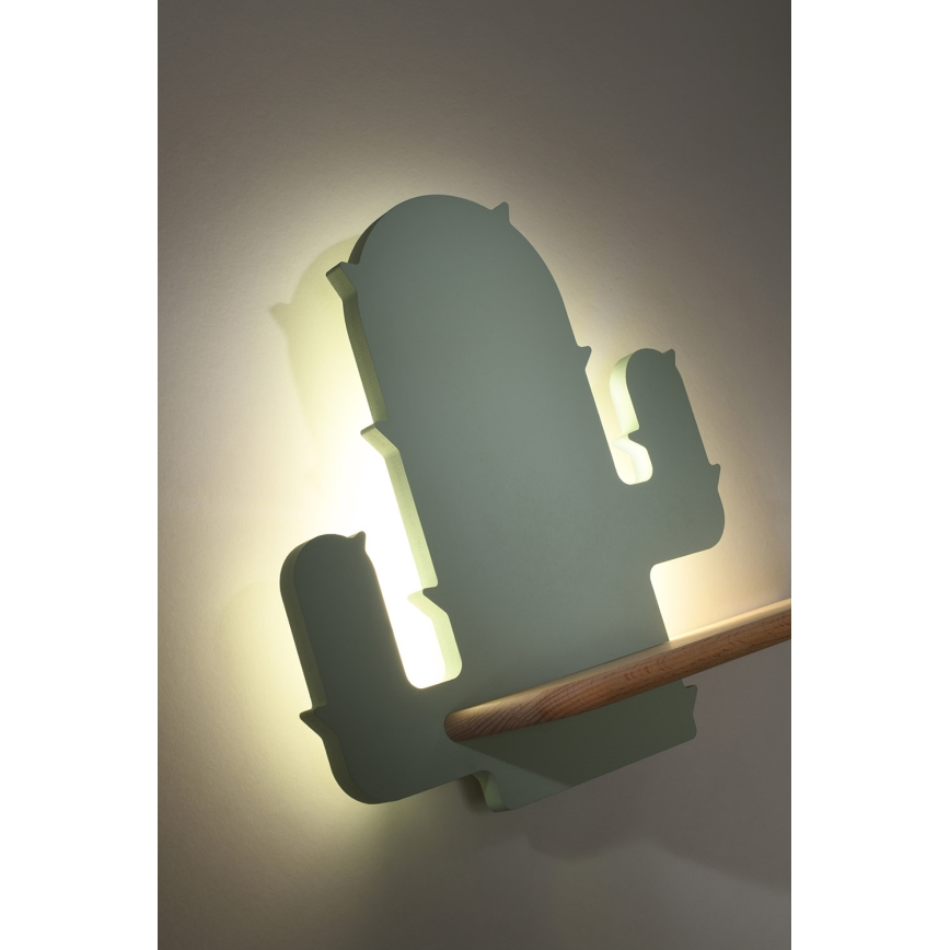 LED-Kinder-Wandleuchte mit Ablage CACTUS LED/4W/230V grün/Holz