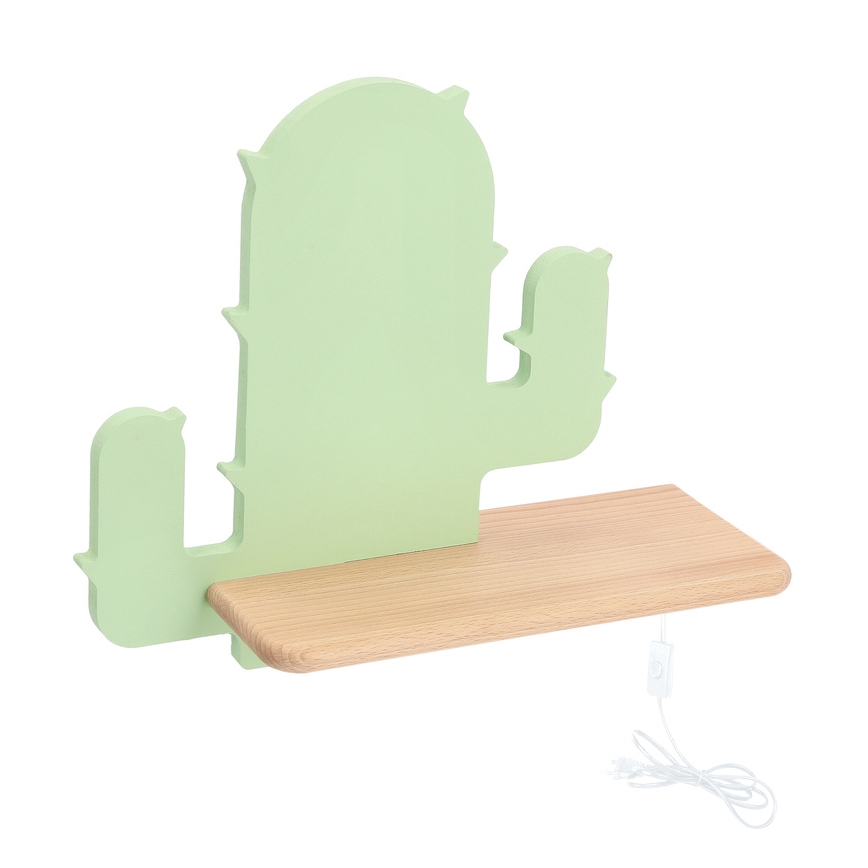 LED-Kinder-Wandleuchte mit Ablage CACTUS LED/4W/230V grün/Holz