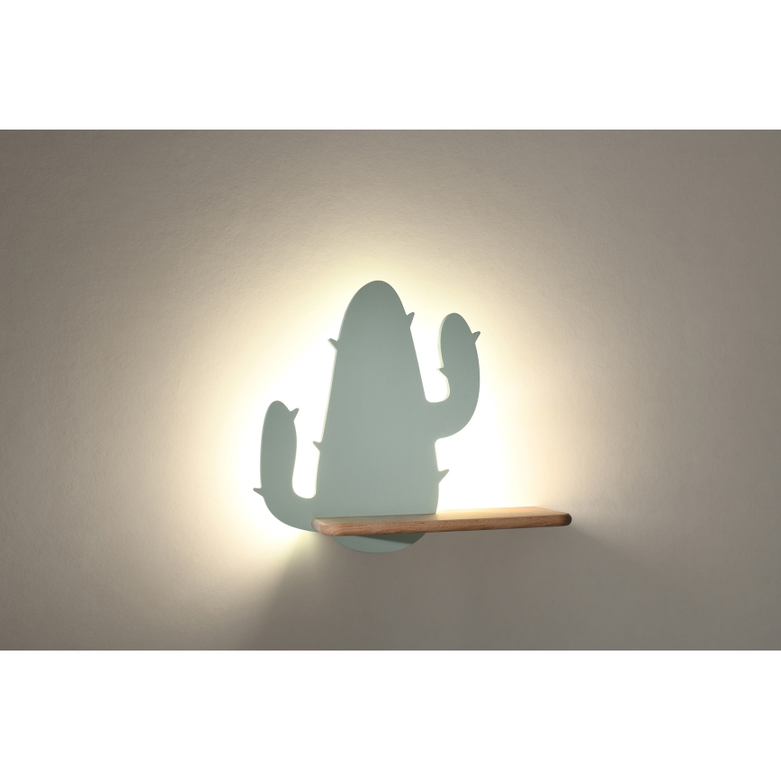 LED-Kinder-Wandleuchte mit Ablage CACTUS LED/4W/230V grün/Holz