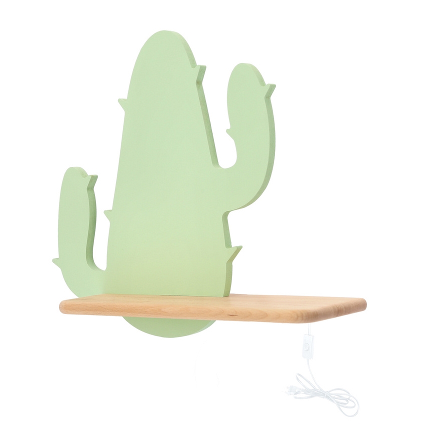 LED-Kinder-Wandleuchte mit Ablage CACTUS LED/4W/230V grün/Holz