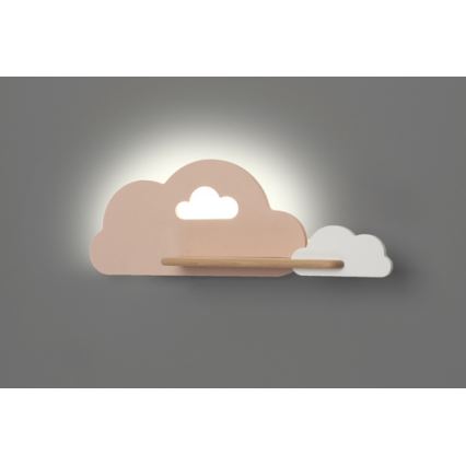 LED Kinder-Wandleuchte mit Ablage CLOUD LED/5W/230V rosa/weiß,