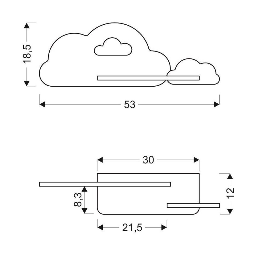 LED-Kinder-Wandleuchte mit Ablage CLOUD LED/5W/230V rosa/weiß