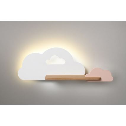 LED-Kinder-Wandleuchte mit Ablage CLOUD LED/5W/230V weiß/rosa