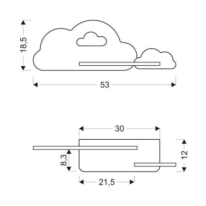 LED-Kinder-Wandleuchte mit Ablage CLOUD LED/5W/230V weiß/rosa