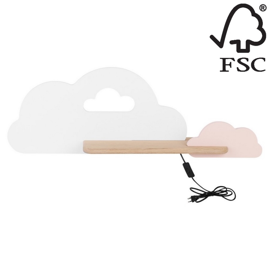 LED-Kinder-Wandleuchte mit Ablage CLOUD LED/5W/230V weiß/rosa