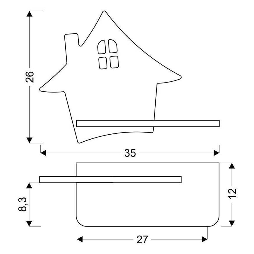 LED-Kinder-Wandleuchte mit Ablage HOUSE LED/4W/230V grau/Holz