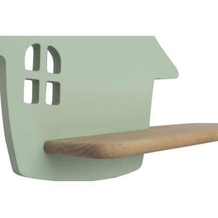 LED-Kinder-Wandleuchte mit Ablage HOUSE LED/4W/230V grün/Holz