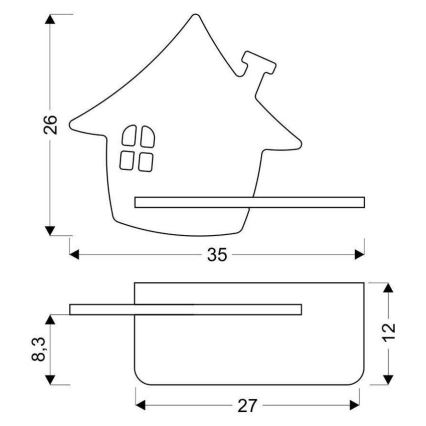 LED-Kinder-Wandleuchte mit Ablage HOUSE LED/4W/230V grün/Holz