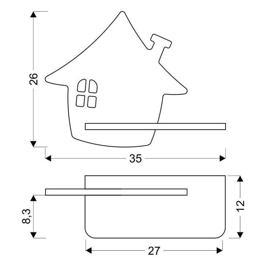 LED-Kinder-Wandleuchte mit Ablage HOUSE LED/4W/230V grün/Holz