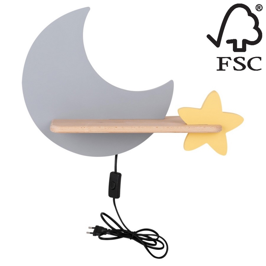 LED-Kinder-Wandleuchte mit Ablage MOON LED/5W/230V