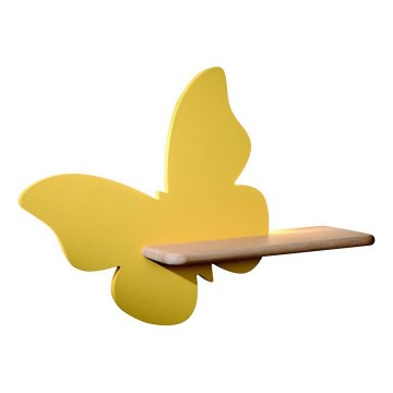 LED Kinder-Wandleuchte mit Regal BUTTERFLY LED/5W/230V gelb/Holz,