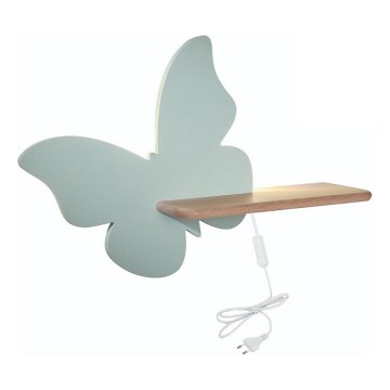 LED Kinder-Wandleuchte mit Regal BUTTERFLY LED/5W/230V grün/Holz