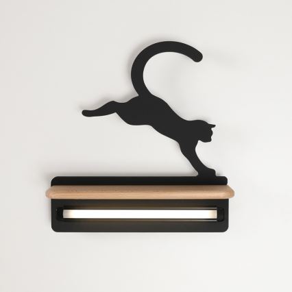 LED-Kinder-Wandleuchte mit Regal JUMPING CAT LED/5W/230V