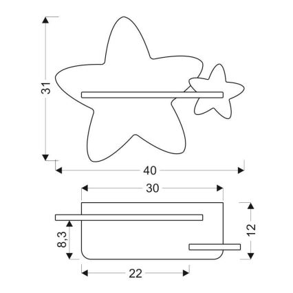 LED-Kinder-Wandleuchte mit Regal STAR LED/5W/230V