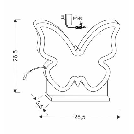 LED-Kindertischlampe BUTTERFLY LED/14W/230V rosa