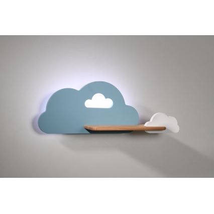 LED-Kinderwandleuchte mit Ablage CLOUD LED/5W/230V blau/weiß