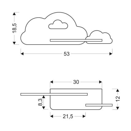 LED-Kinderwandleuchte mit Ablage CLOUD LED/5W/230V rosa/weiß