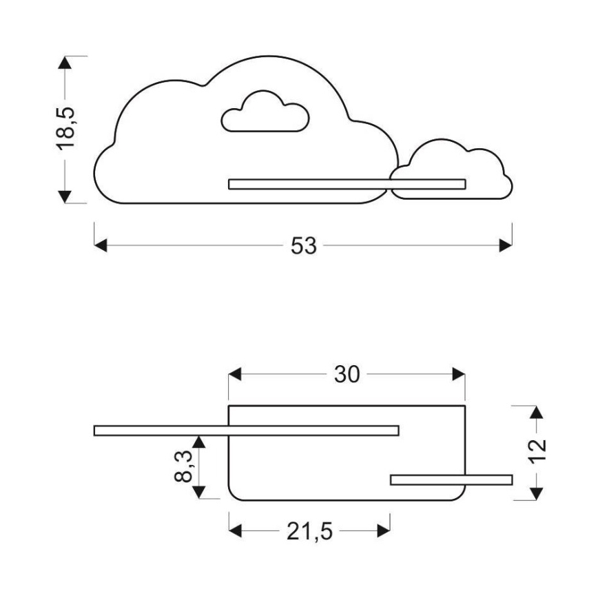 LED-Kinderwandleuchte mit Ablage CLOUD LED/5W/230V rosa/weiß