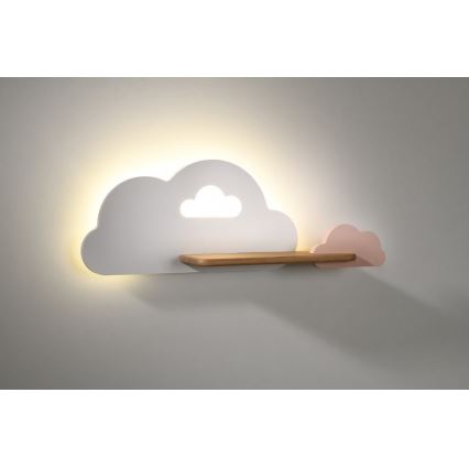 LED-Kinderwandleuchte mit Ablage CLOUD LED/5W/230V weiß/rosa