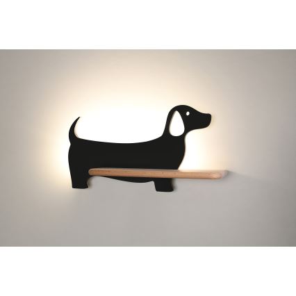 LED-Kinderwandleuchte mit Ablage DOG LED/5W/230V schwarz/Holz