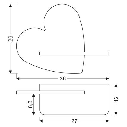 LED-Kinderwandleuchte mit Ablage HEART LED/5W/230V rosa/Holz