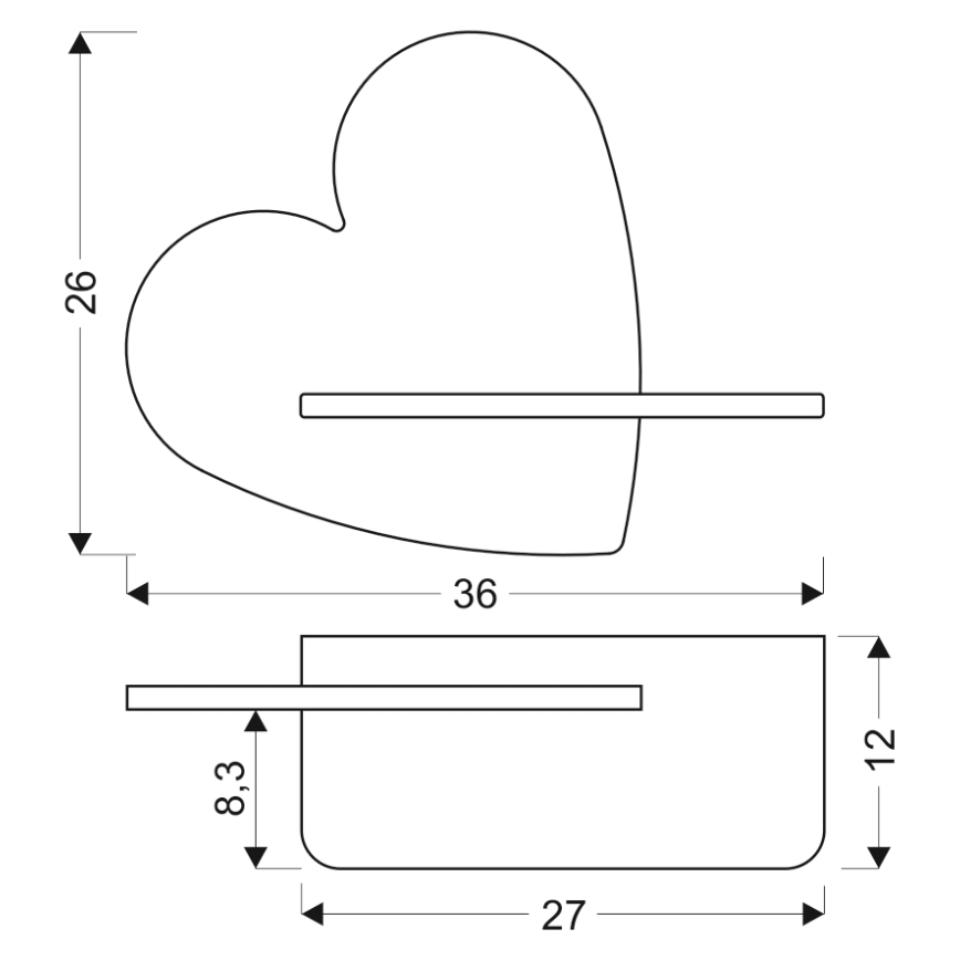 LED-Kinderwandleuchte mit Ablage HEART LED/5W/230V rosa/Holz