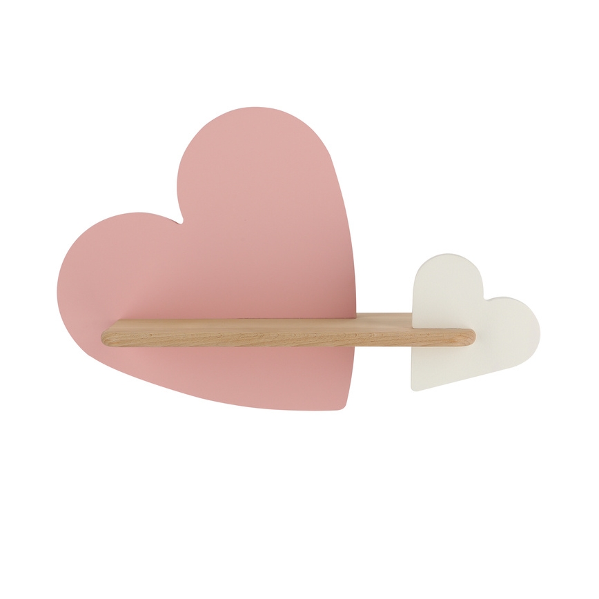 LED-Kinderwandleuchte mit Ablage HEART LED/5W/230V rosa/weiß/Holz