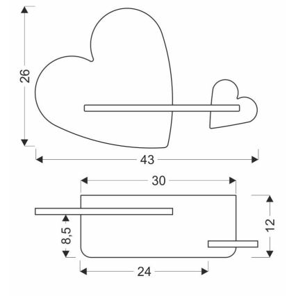 LED-Kinderwandleuchte mit Ablage HEART LED/5W/230V rosa/weiß/Holz