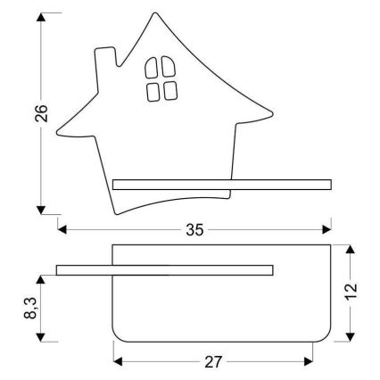 LED-Kinderwandleuchte mit Ablage HOUSE LED/4W/230V grau/Holz