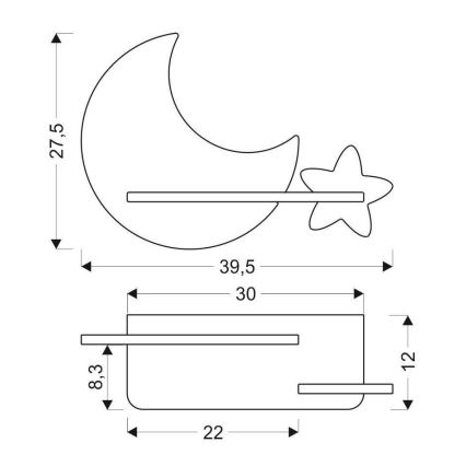 LED-Kinderwandleuchte mit Ablage MOON LED/5W/230V