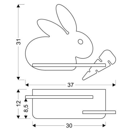 LED-Kinderwandleuchte mit Ablage RABBIT LED/4W/230V grau/weiß/Holz