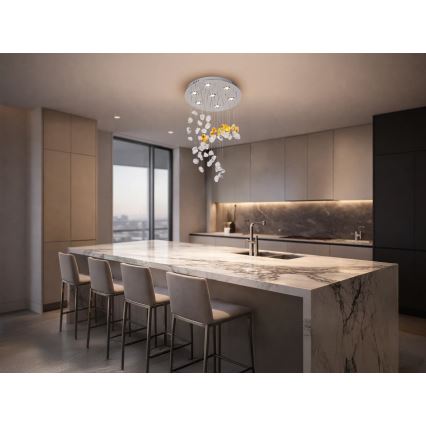 LED-Kristall-Deckenleuchte AVARA LED/24W/230V Ø 40 cm glänzender Chrom + Fernbedienung