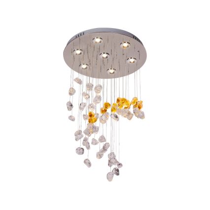 LED-Kristall-Deckenleuchte AVARA LED/24W/230V Ø 40 cm glänzender Chrom + Fernbedienung