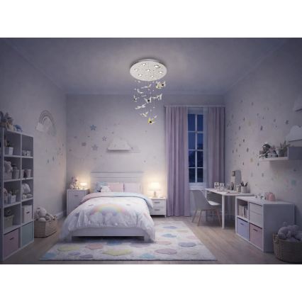LED-Kristall-Deckenleuchte MURU LED/24W/230V Ø 40 cm glänzender Chrom + Fernbedienung