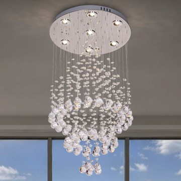 LED-Kristall-Deckenleuchte NAURU LED/24W/230V Ø 40 cm glänzender Chrom + Fernbedienung