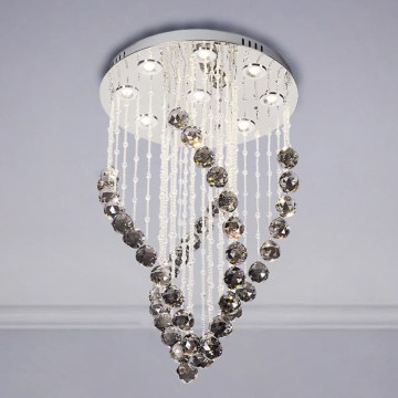 LED-Kristall-Deckenleuchte NAURU LED/30 W/230 V Ø 40 cm Hochglanz-Chrom/Schwarz + Fernbedienung